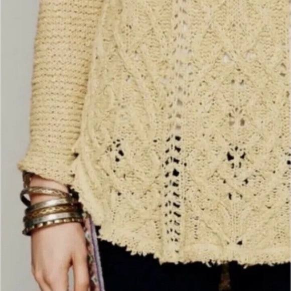 Free People Cross My Heart pale yellow sweater. XS - Picture 2 of 8